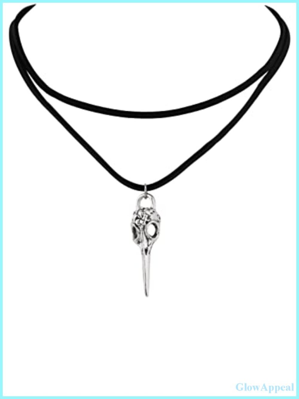 Gothic Bird Skull Choker Necklace Faux Leather Zinc Alloy